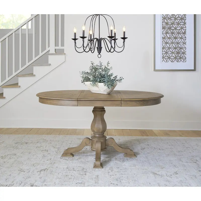 Magnolia Manor Round Pedestal Dining Table with Expandable Leaves - 2 Finishes – Image 4