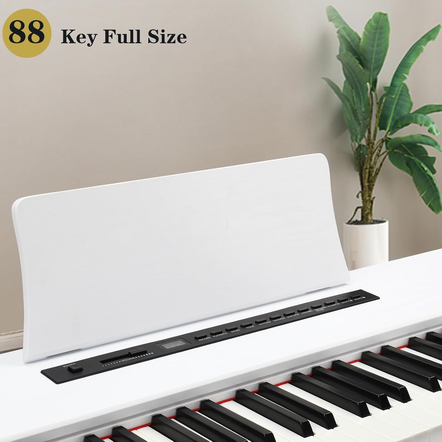 LEADZM Piano Numérique 88 Touches, Clavier Entièrement Lesté, Piano Électrique avec MIDI-USB, Bluetooth et Haut-Parleurs Stéréo, 128 Sonorités et Rythmes, Système à 3 Pédales, Blanc – Image 6