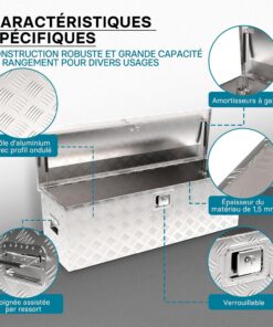 Alternative view of Wiltec Caisse à outils en aluminium - 124 x 37 x 38 cm - 170 litres - Boîte à outils alu ondulé - Vérins à gaz, poignées - Transport Rangement
