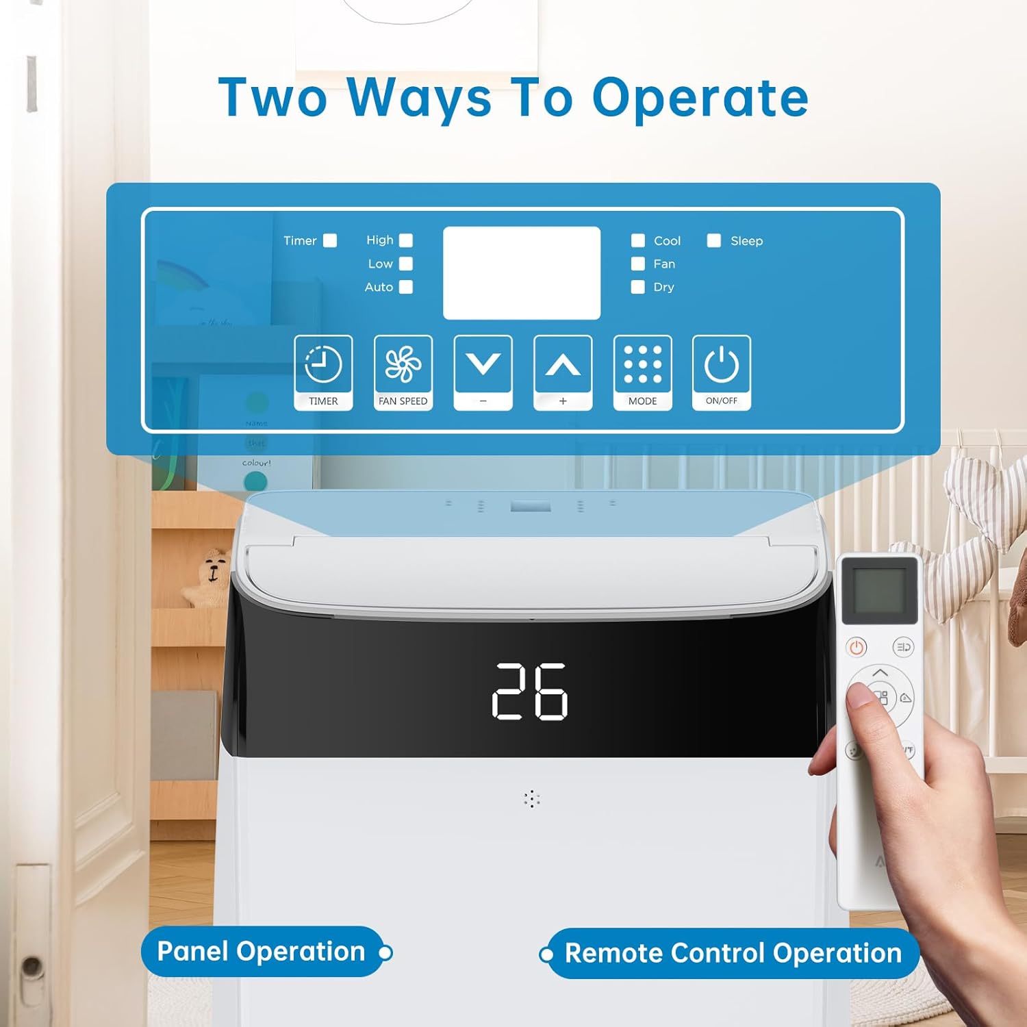 Climatiseur Mobile 12000 BTU 3-En-1 Refroidissement, Ventilateur & Déshumidificateur 45L/Jour, Silencieux – Image 8