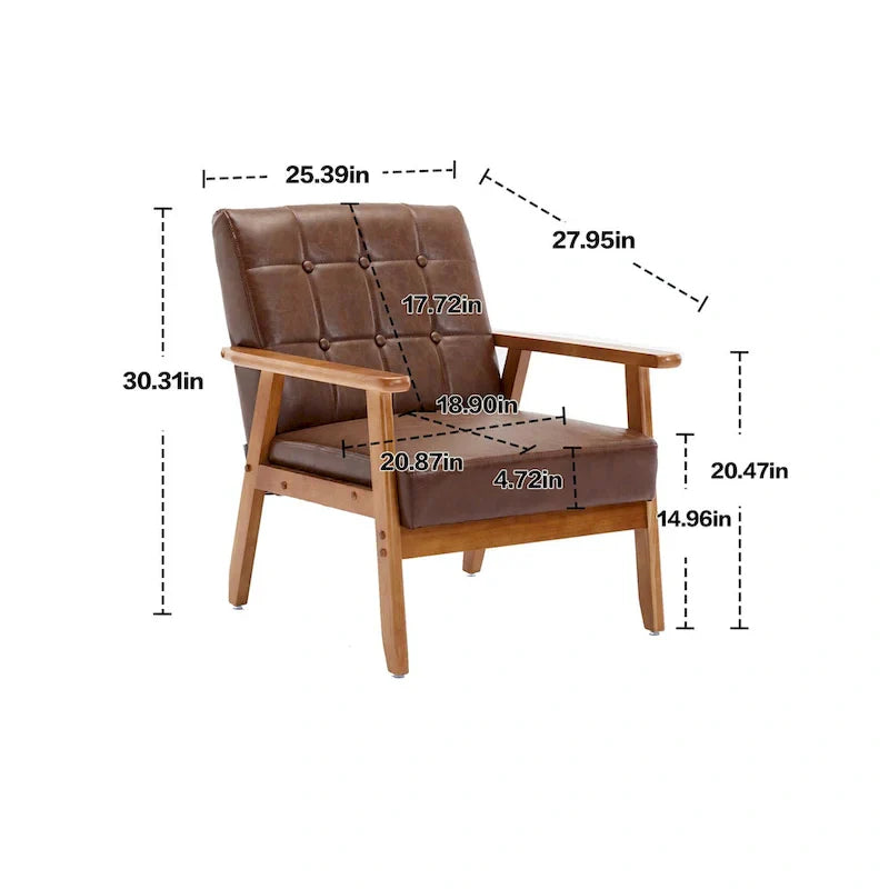 Mid Century Modern Accent Chairs Set of 2 with Side Table – Image 17