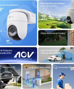 Alternative view of EZVIZ 4G LTE Camera Solaire, 2K+ Camera Surveillance WiFi Exterieure sans Fil, Wi-Fi/4G Compatible, AOV 24/7 Enregistrement, Détection Humaine/Véhicules, Vision Nocturne Couleur, CB8 Lite 4G Kit