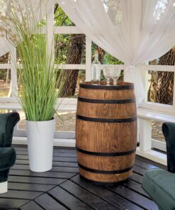 Alternative view of Weeco Décoration fût en bois - Meubles de style rustique pour bars, hôtels et restaurants - Support de menu, table haute à vin, table à bière ou réserve de boissons