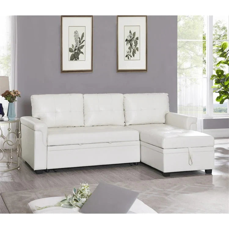 Convertible Reversible Sectional Sofa with Pull-Out Sleeper Bed, Hidden Storage Chaise, and Durable Legs – Image 33