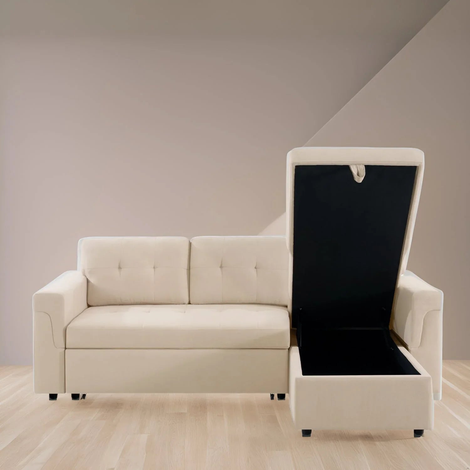Convertible Reversible Sectional Sofa with Pull-Out Sleeper Bed, Hidden Storage Chaise, and Durable Legs – Image 147