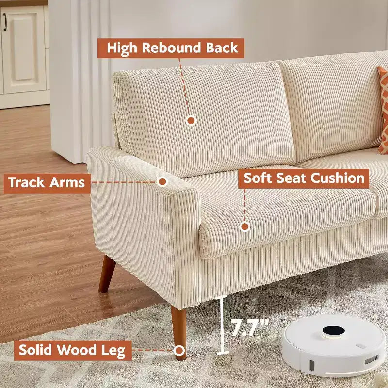68 Loveseat Sofa Comfy Couch,Modern Loveseat Couches for Living Room/Bedroom,Comfy Sofa with Spring Cushion,Solid Wood,Tool-Free Assembly – Image 6