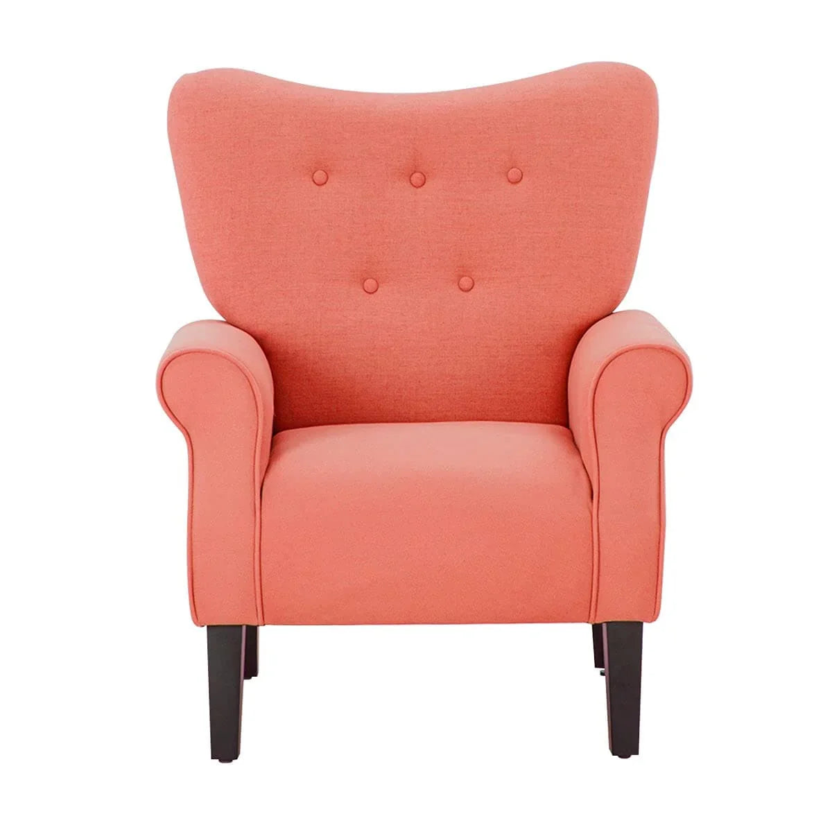 Erommy Modern Accent Chair, High Back Armchair, Upholstered Fabric Button Single Sofa with Wooden Legs for Living Room – Image 23