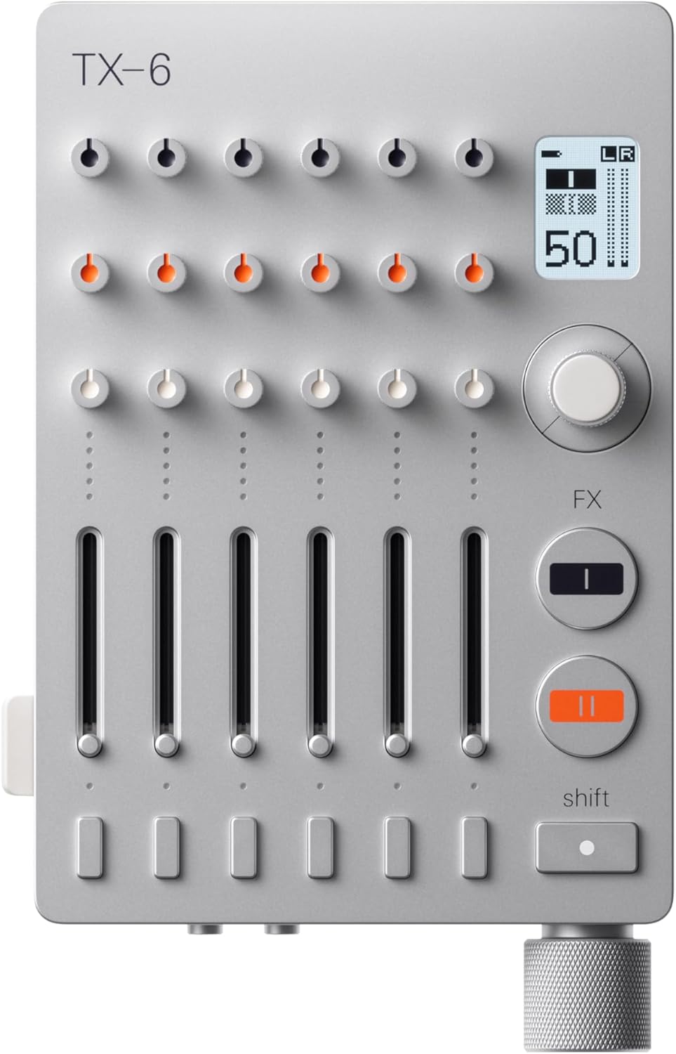 Teenage Engineering TX-6, table de mixage stéréo professionnelle à 6 canaux (interface audio multifonctionnelle, 6 entrées stéréo, 3 sorties stéréo (main/cue/aux), mini table de mixage)