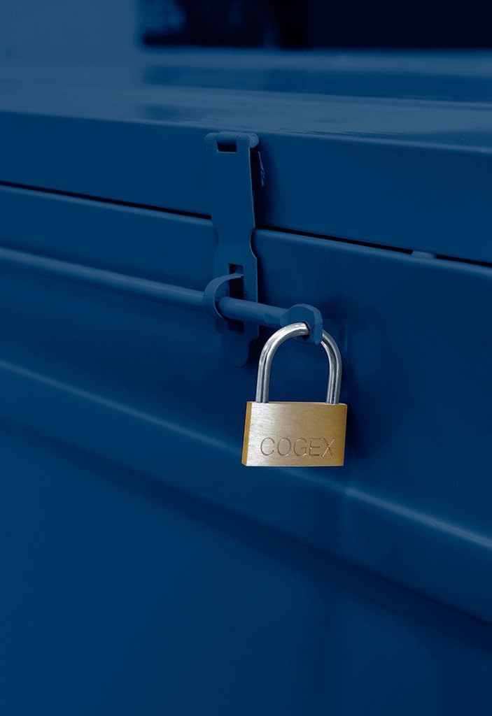 Cogex - Lot de 3 caisses métal cadenassables - Bleu - Dimensions: 70700x330x310 mm, 100800x390x340 mm, 150900x450x370 mm – Image 3