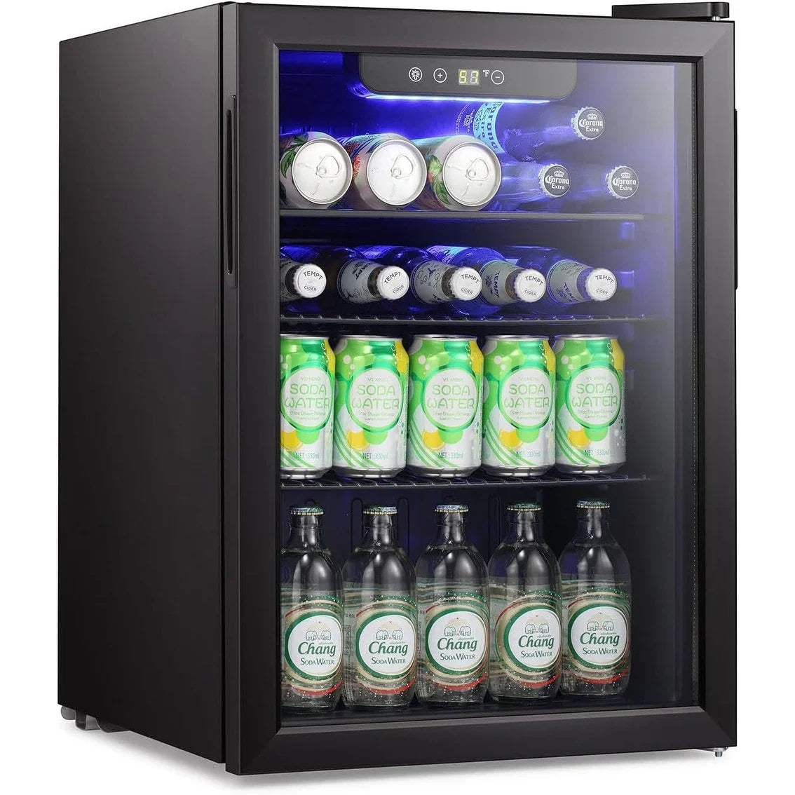 Mini Fridge-100 Can Beverage Refrigerator, Wine Cooler, Clear Front Glass Door, Small Drink Touch Screen - 2.6 Cu. Ft. – Image 2