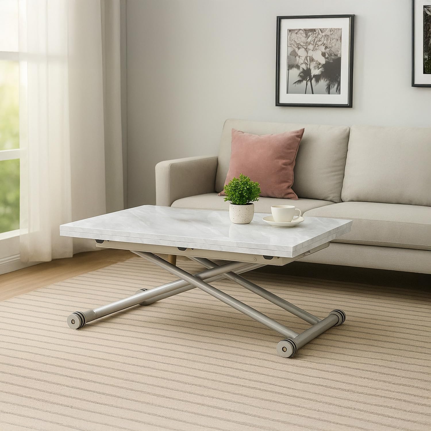 INTENSE DECO Table Basse relevable Philadelphia Effet marbre – Image 2