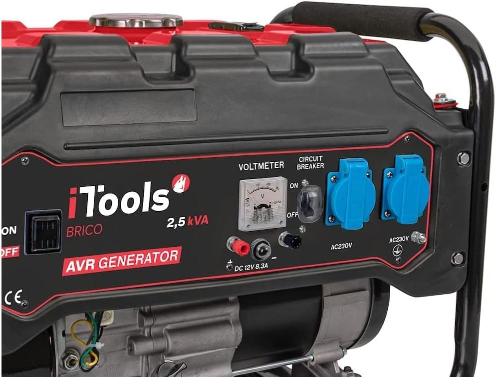 iTools Groupe électrogène 2.5KVA 2500W Max Moteur 4Temps Essence Autonomie 13h 6.5 CV 196 cm³ Protection AVR VITO – Image 3
