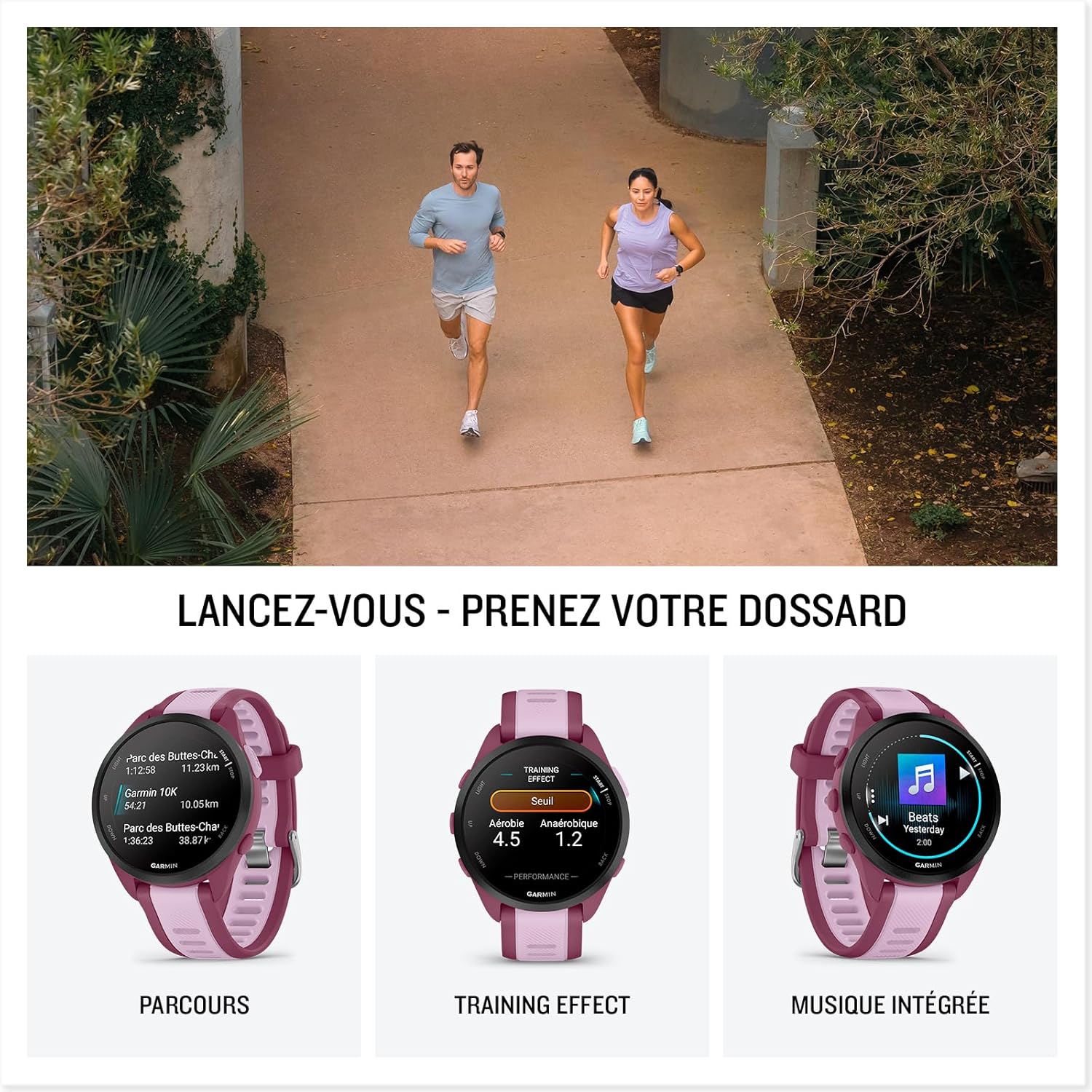 Forerunner 165, Music - Montre GPS connectée de Running avec écran AMOLED – Prune/Lilas (Reconditionné) – Image 4
