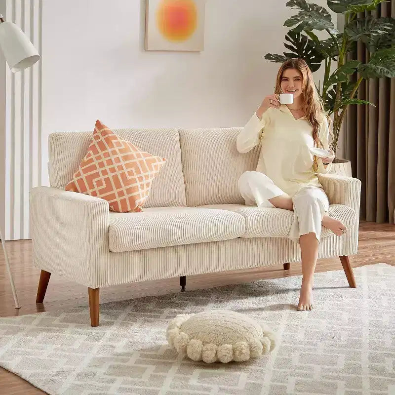 68 Loveseat Sofa Comfy Couch,Modern Loveseat Couches for Living Room/Bedroom,Comfy Sofa with Spring Cushion,Solid Wood,Tool-Free Assembly