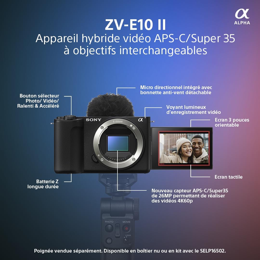 ZV-E10 II | Appareil Hybride à objectifs interchangeables APS-C avec 16-50 mm f/3.5-5.6 (Vidéo 4K60p 4:2:2 10 Bits, 26 MP, Stab. Digitale, Eye AF en Temps réel) – Image 10