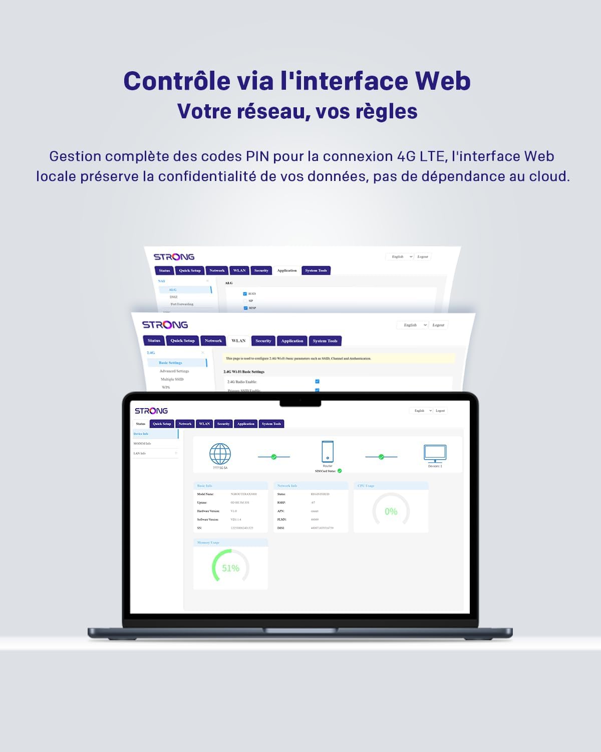 STRONG Routeur 5G CPE WiFi 6 AX3000 avec Carte SIM - Jusqu'à 3.2 Gbps - 2.5GE WAN/LAN & 1GE LAN - RJ11 VoIP/VoNR - Compatible Mesh - Chipset Qualcomm (5GROUTERAX3000) – Image 7