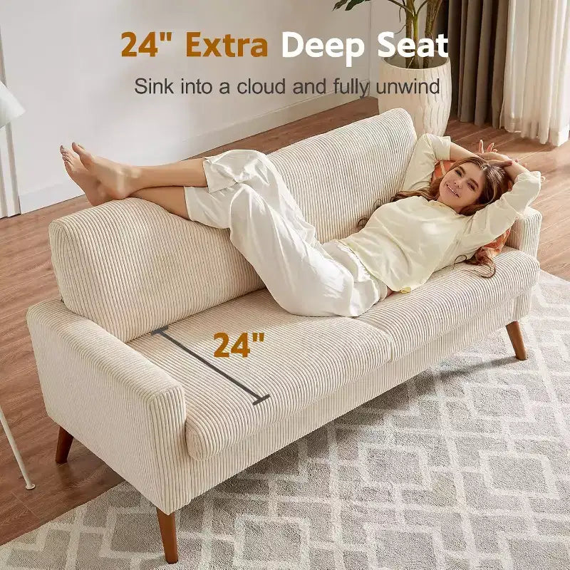 68 Loveseat Sofa Comfy Couch,Modern Loveseat Couches for Living Room/Bedroom,Comfy Sofa with Spring Cushion,Solid Wood,Tool-Free Assembly – Image 12