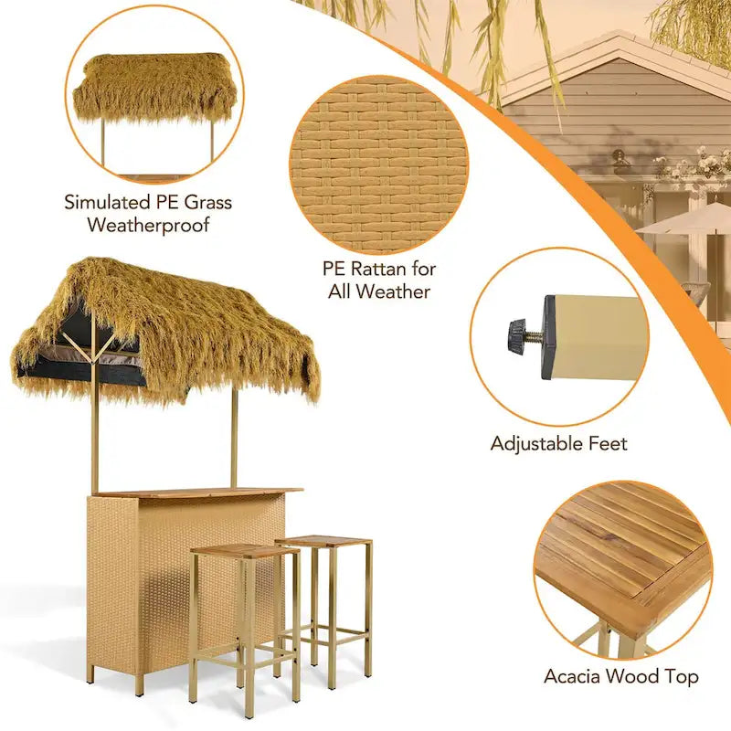 Hawaiian-style Bar Height Patio Set – Image 5