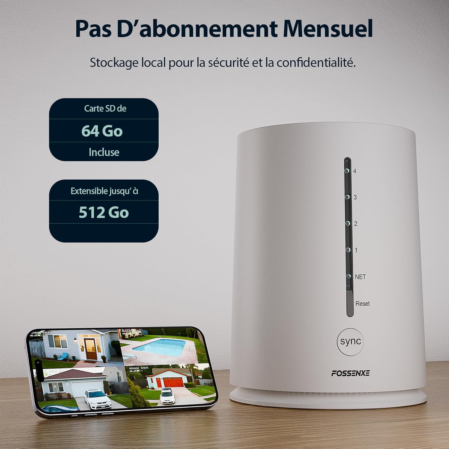 2K Camera Surveillance WiFi Exterieure Solaire, Kit 4 Caméras avec Homebase, Zéro Frais, PTZ 360°, Stockage Local 64G, 4MP Caméra sans Fil avec Détection Mouvement PIR, Vision Nocturne – Image 2