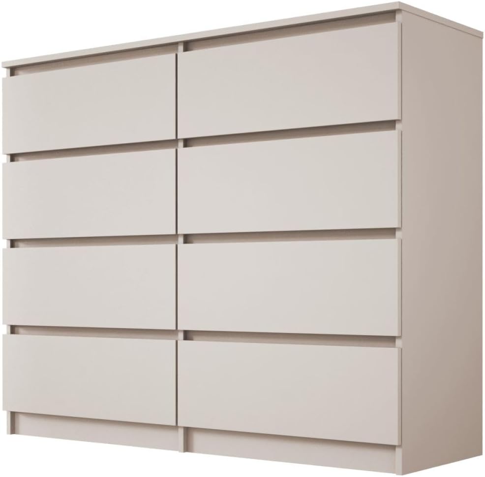 3E 3xE living.com Commode Large 8 tiroirs – Cachemire, 120 x 102 x 39 cm – Solution de Rangement élégante