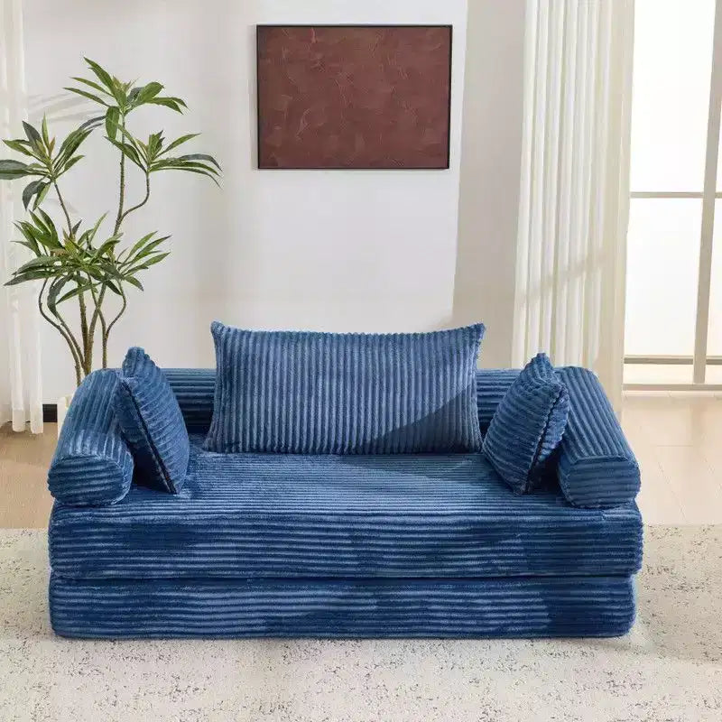 Dark Gray / Gray / Green / Sea Blue Corduroy Convertible Sleeper Sofa Bed, 2-Seater – Image 21