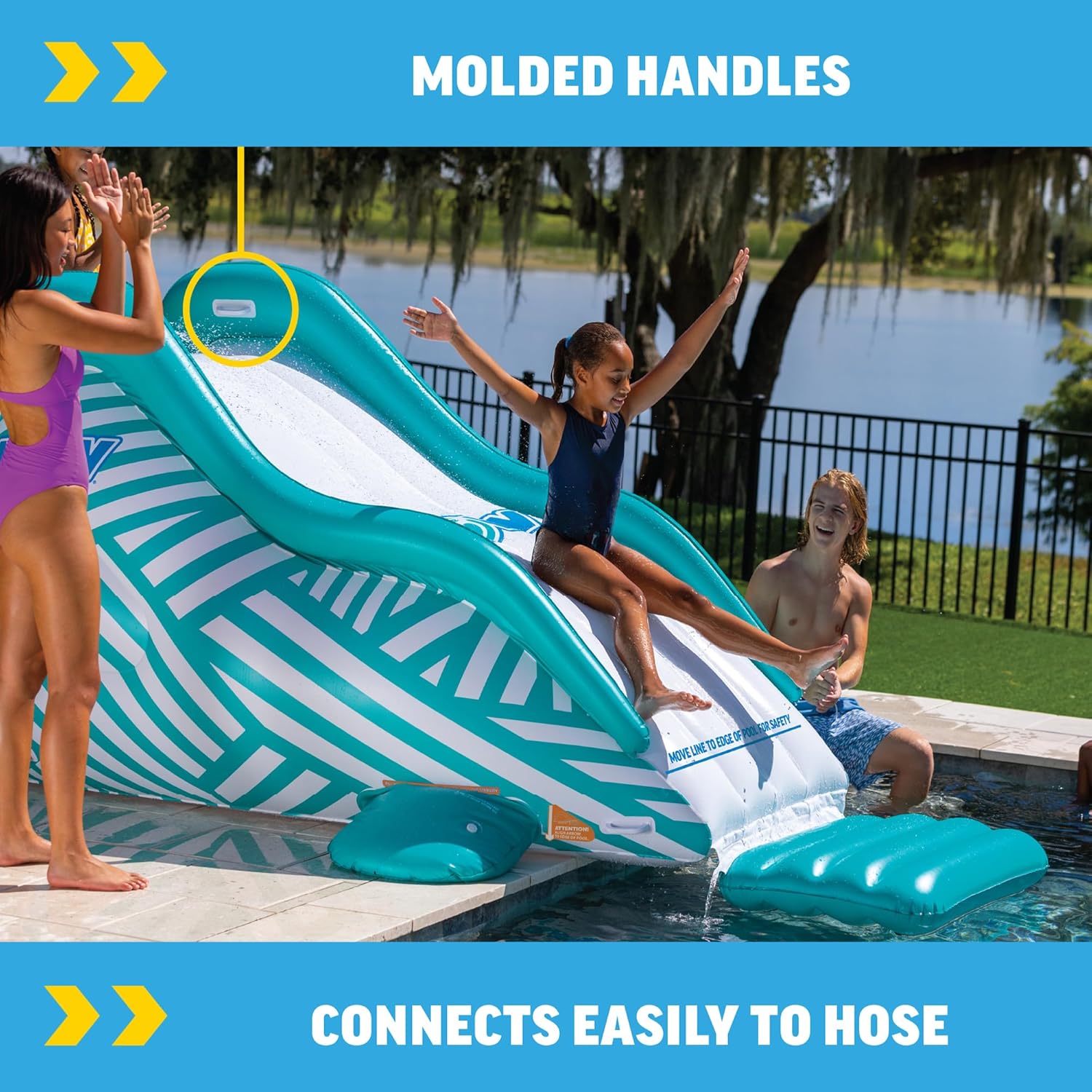 WOW Sports Wiggler Glissière d'arrosage Gonflable avec Bosse Centrale – Fixation de Tuyau d'arrosage – Jeu d'eau dans Le Jardin – Enfants et Adultes – Image 4