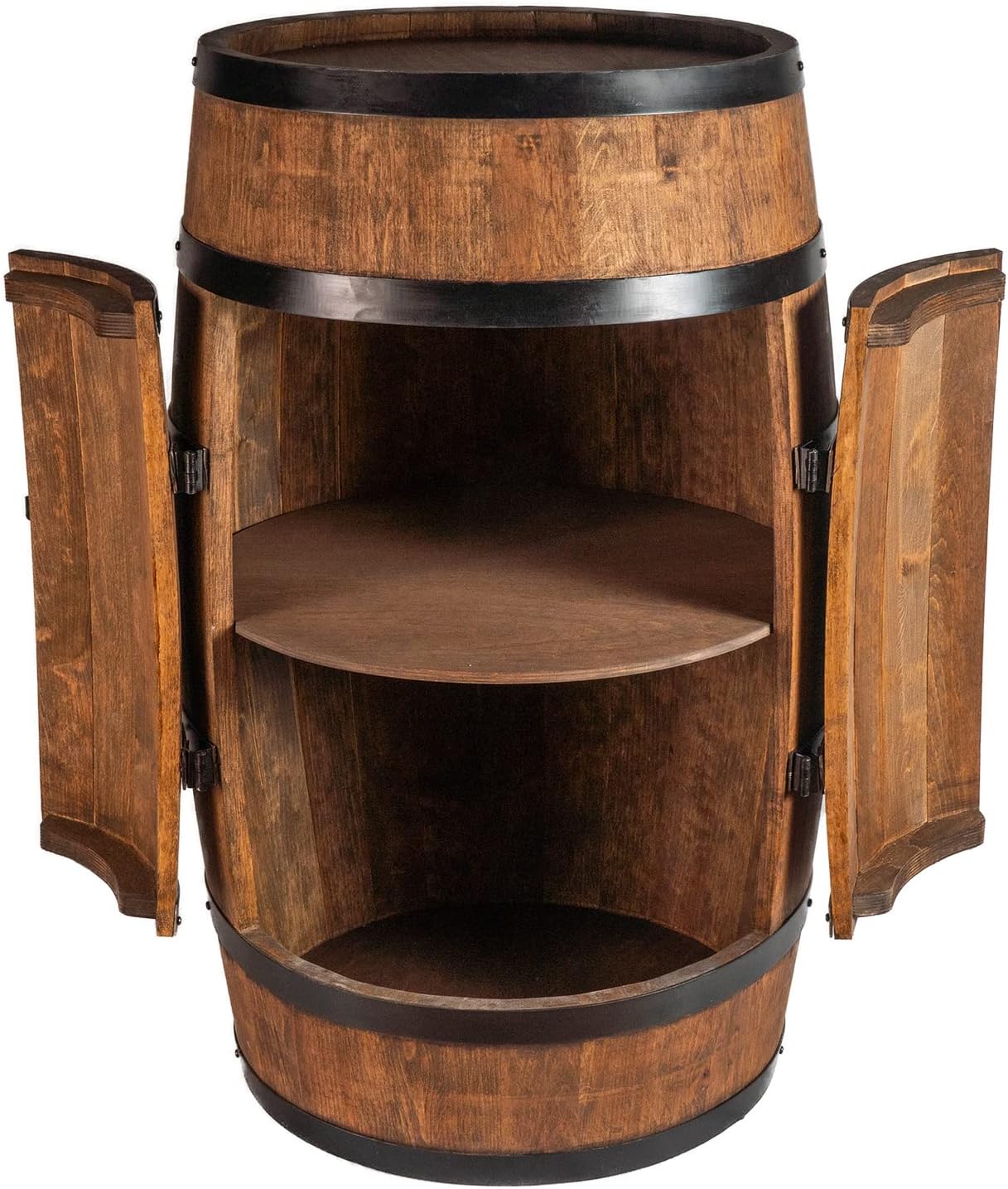 CREATIVE COOPER Tonneau à vin avec Porte - Armoire à Alcool - Étagère à Bouteilles en Bois - Baril en Bois - Vin Rack - Wineregal - Bar à vin - Baril avec Porte - minibar de 80 cm (wengé) – Image 4