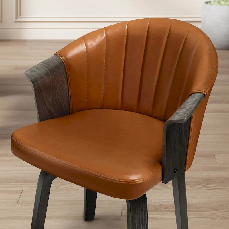 Bentwood and PU Swivel Dining Chairs (Set of 2) – Image 8