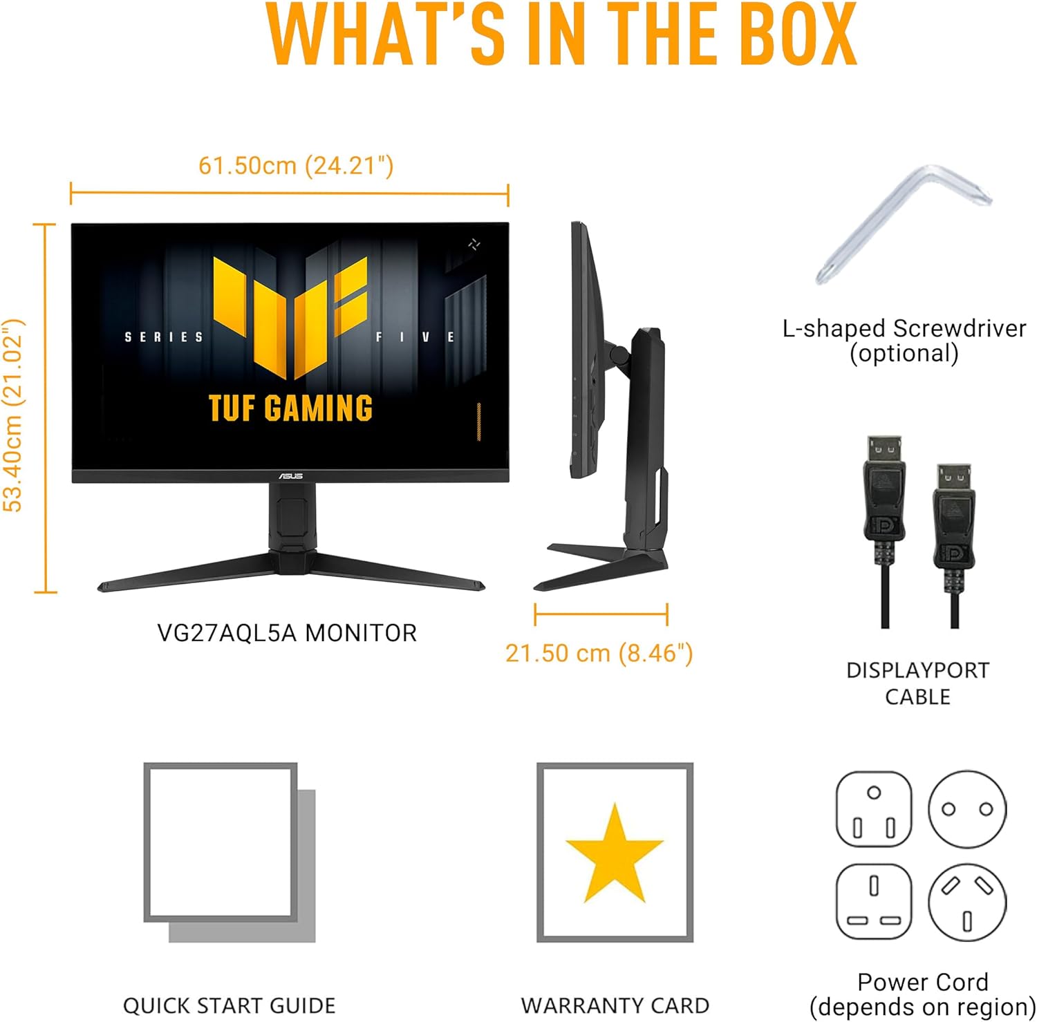 TUF Gaming VG27AQL5A - Moniteur Gaming 27 QHD (2560x1440), 210Hz (OC), Fast IPS, ELMB Sync, 0.3ms GTG, Haut-parleurs Stéréo, DisplayWidget Center, Gaming AI, Ajustable en Hauteur – Image 8