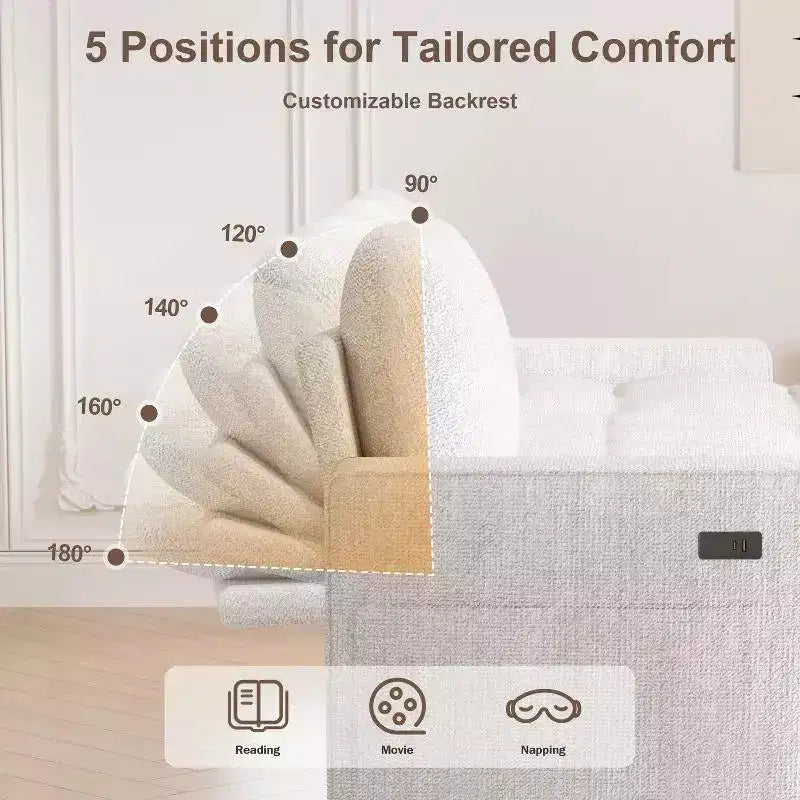 104 U-Shaped Convertible Sleeper Sofa Bed with Storage – Image 4