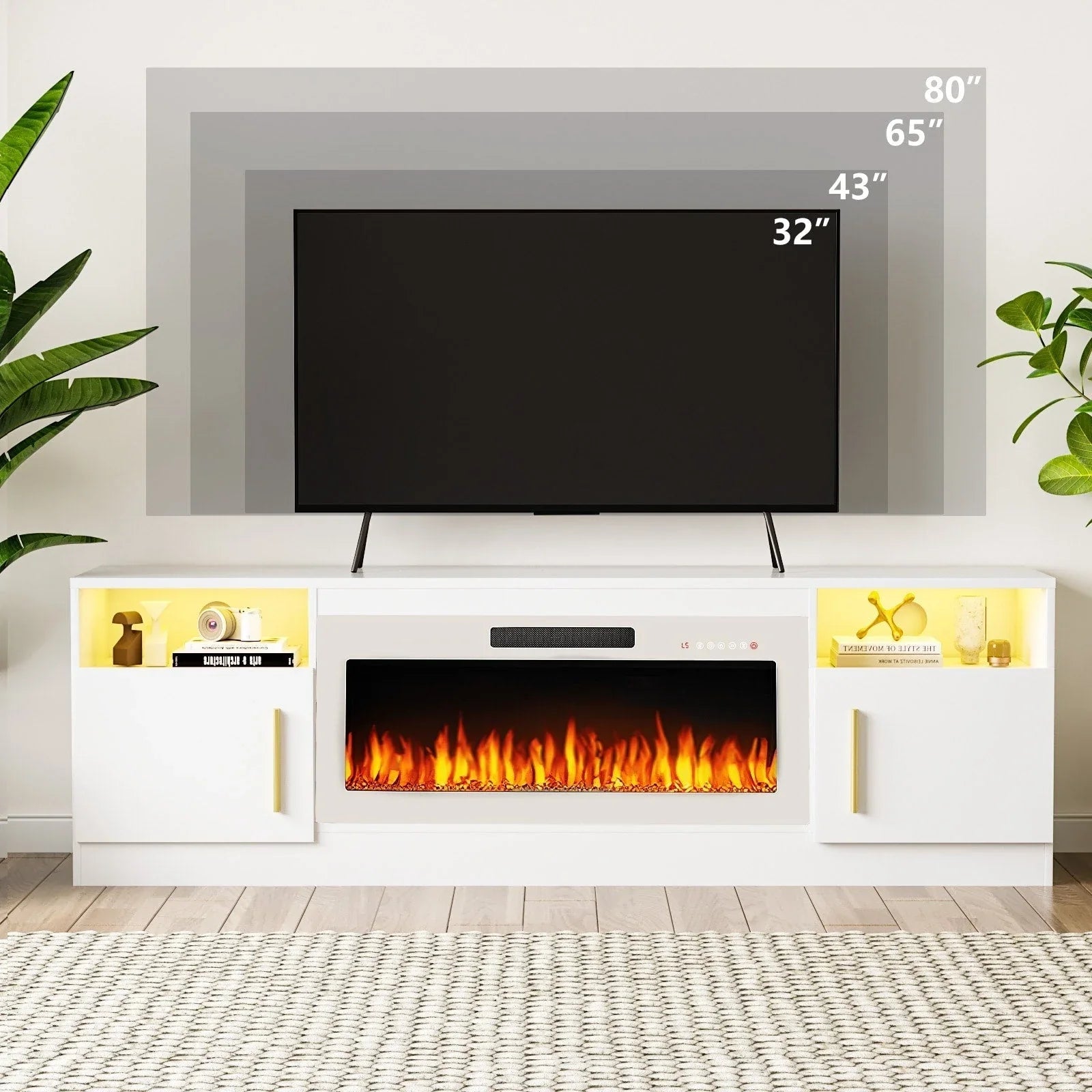 Bossin 70 Fireplace TV Stand with 36 Electric Fireplace, TV Stand for TVs Up to 80, 16 Colors LED Lights/Entertainment Center – Image 67