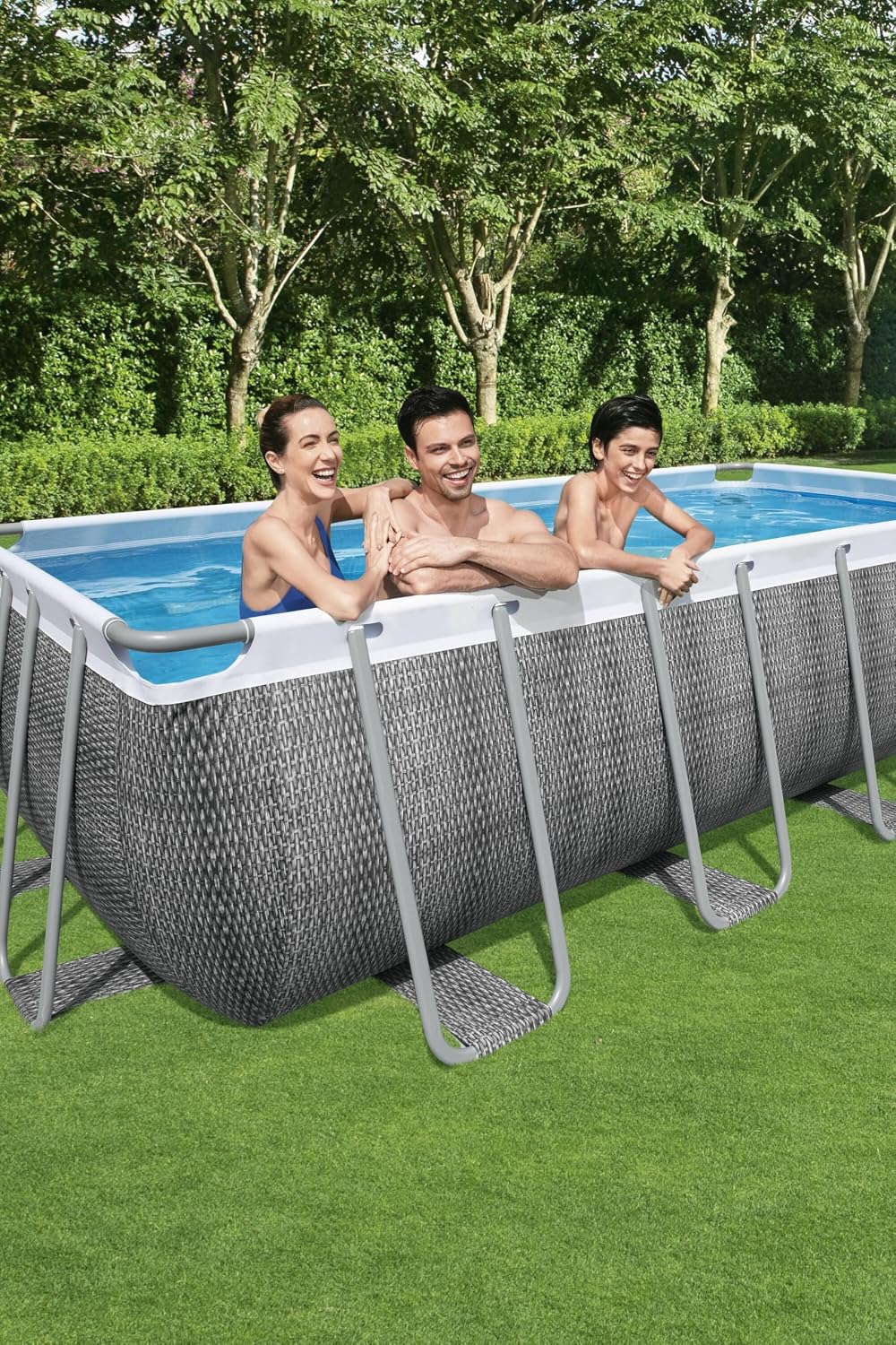 Bestway Piscine Hors Sol Rectangle Power Steel 549 x 274 x 122 cm rotin Gris – Image 3