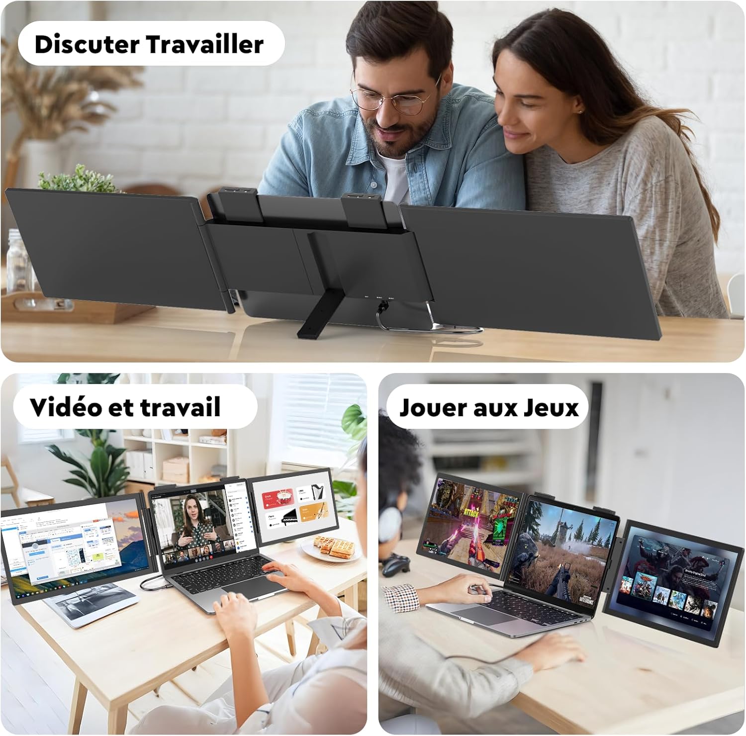 Moniteur pour Ordinateur Portable 14 FHD 1080P IPS, Triple Écran Portatif USB C, Extension Écran pour Ordinateur Portable 14-16 Compatible avec Mac, Windows, Chrome, Switch, PS45 – Image 6