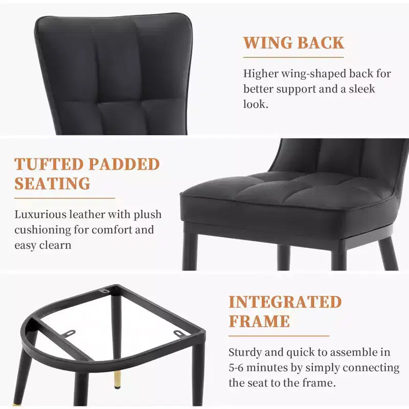 Bekrvio Dining Room Chairs Set of 6, Modern Upholstered Faux Leather Seat with High Back, Metal Legs, Armless Kitchen Chairs for Living Dinning Room – Image 27