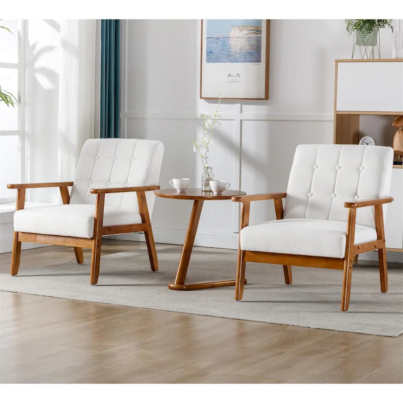 Mid Century Modern Accent Chairs Set of 2 with Side Table – Image 43