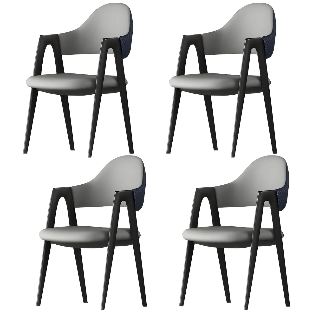 Modern Leather Curved Open Back Arm Dining Chair – Image 69