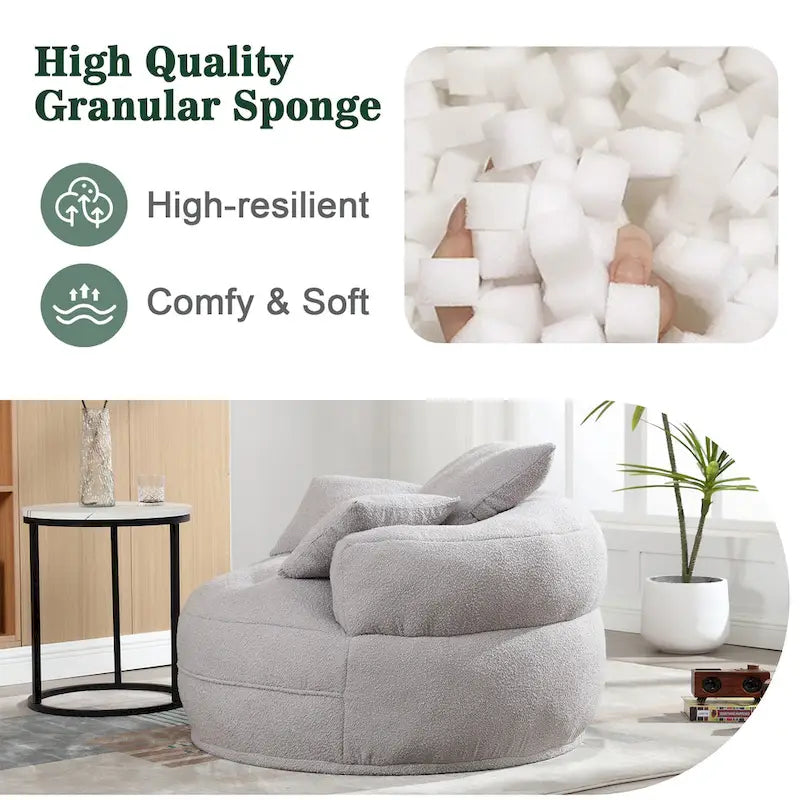 Round Lazy Sofa Chair – White/Blue/Grey/Yellow/Orange/Rose Red/Navy/Green, Single & Couple Seat – Image 27