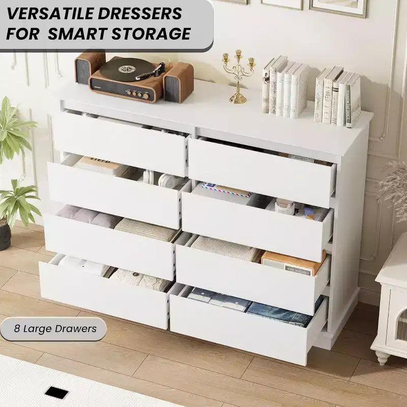 8-Drawer Storage Cabinet, Chest of Drawers with Deep Drawers, Large Wide-Top Closet for Living Room, Hallway, Children's Room – Image 14