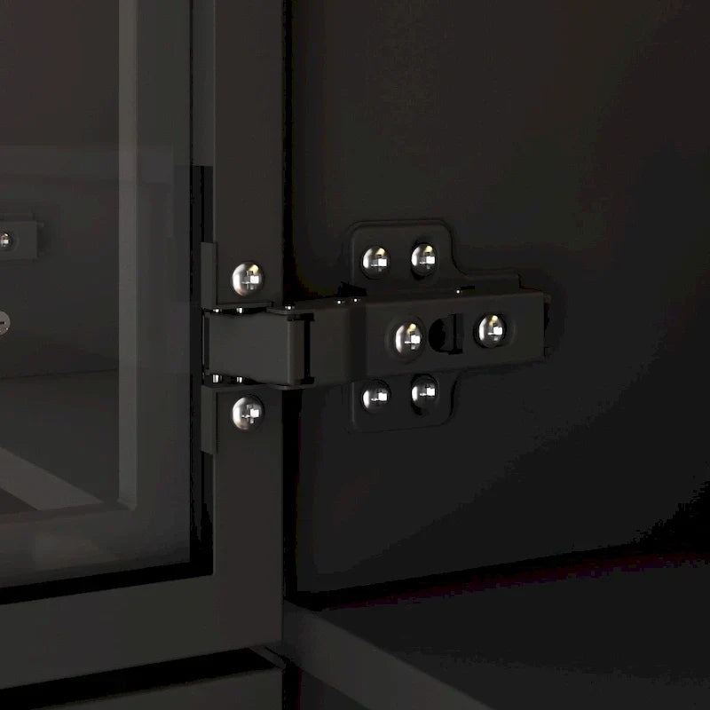 47.2 Wide Armoire LED Light All Glass Door Closet Cabinet Wardrobe – Image 32