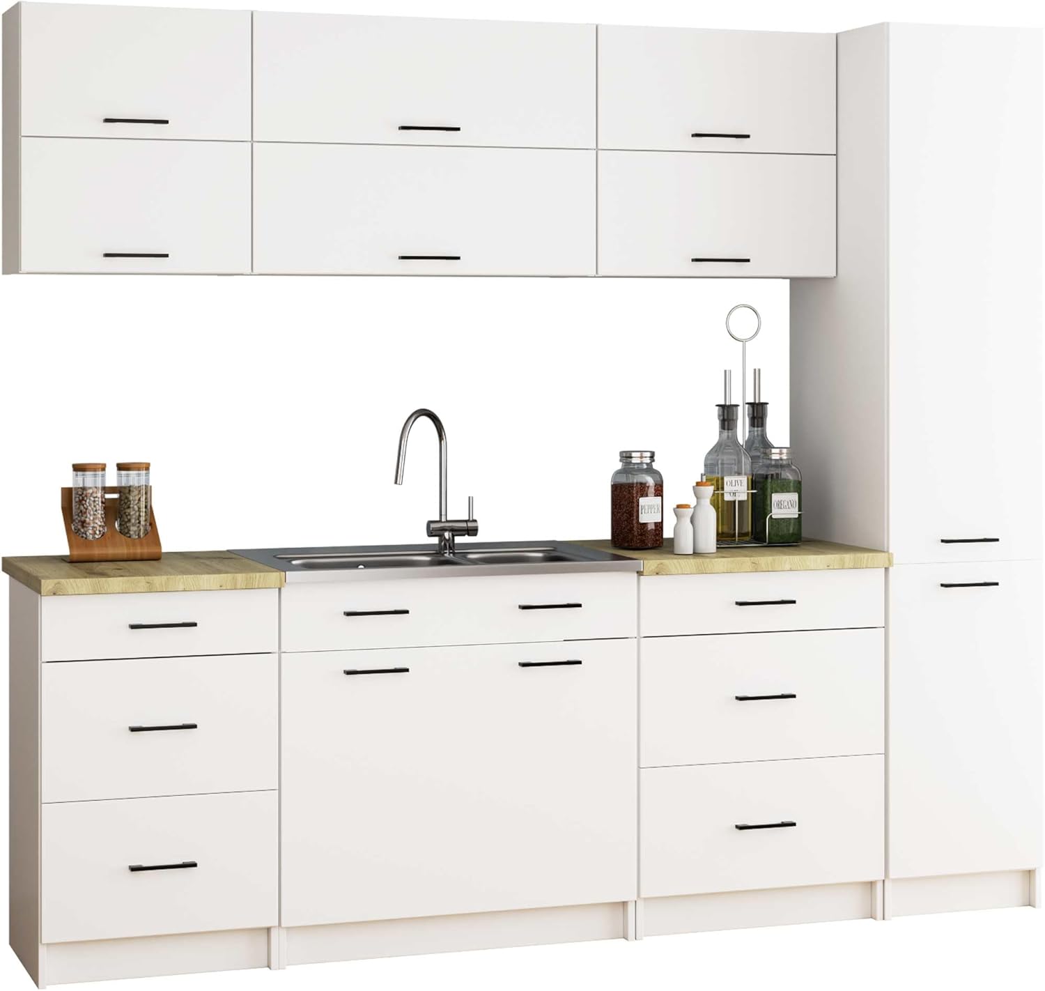 BDW - Colonne Cuisine - Armoire de Rangement 40 cm de Largeur, 205 cm de Hauteur, 57 cm de Profondeur - Spacieuse pour Provisions - Blanc – Image 5