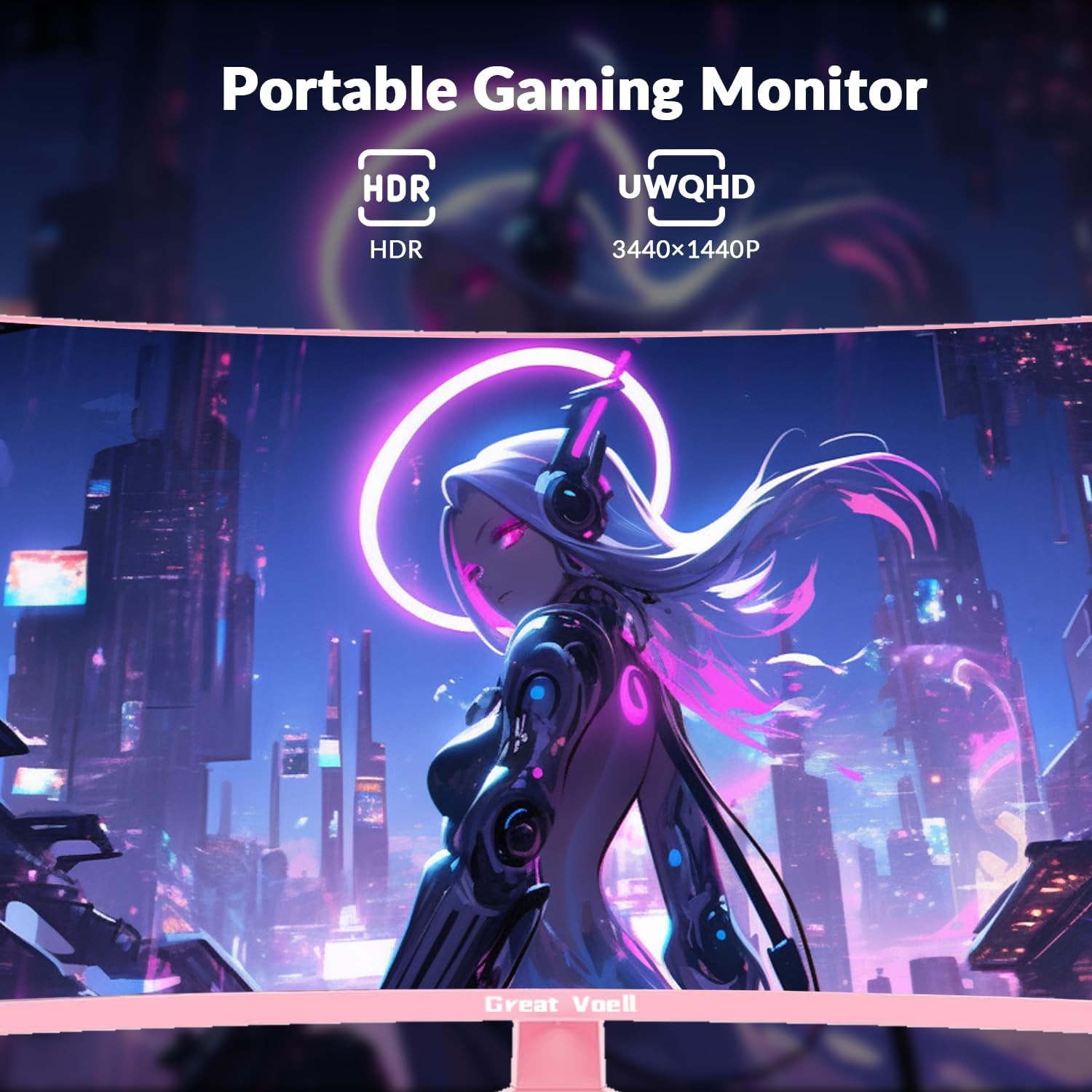 Écran Gaming incurvé 34 Pouces - WQHD 3440x1440, 165Hz, 1500R, HDR10, FreeSync, Rapport de Contraste 4000:1, sRGB 127 pour cent, Support VESA 100x100mm - Rose – Image 3