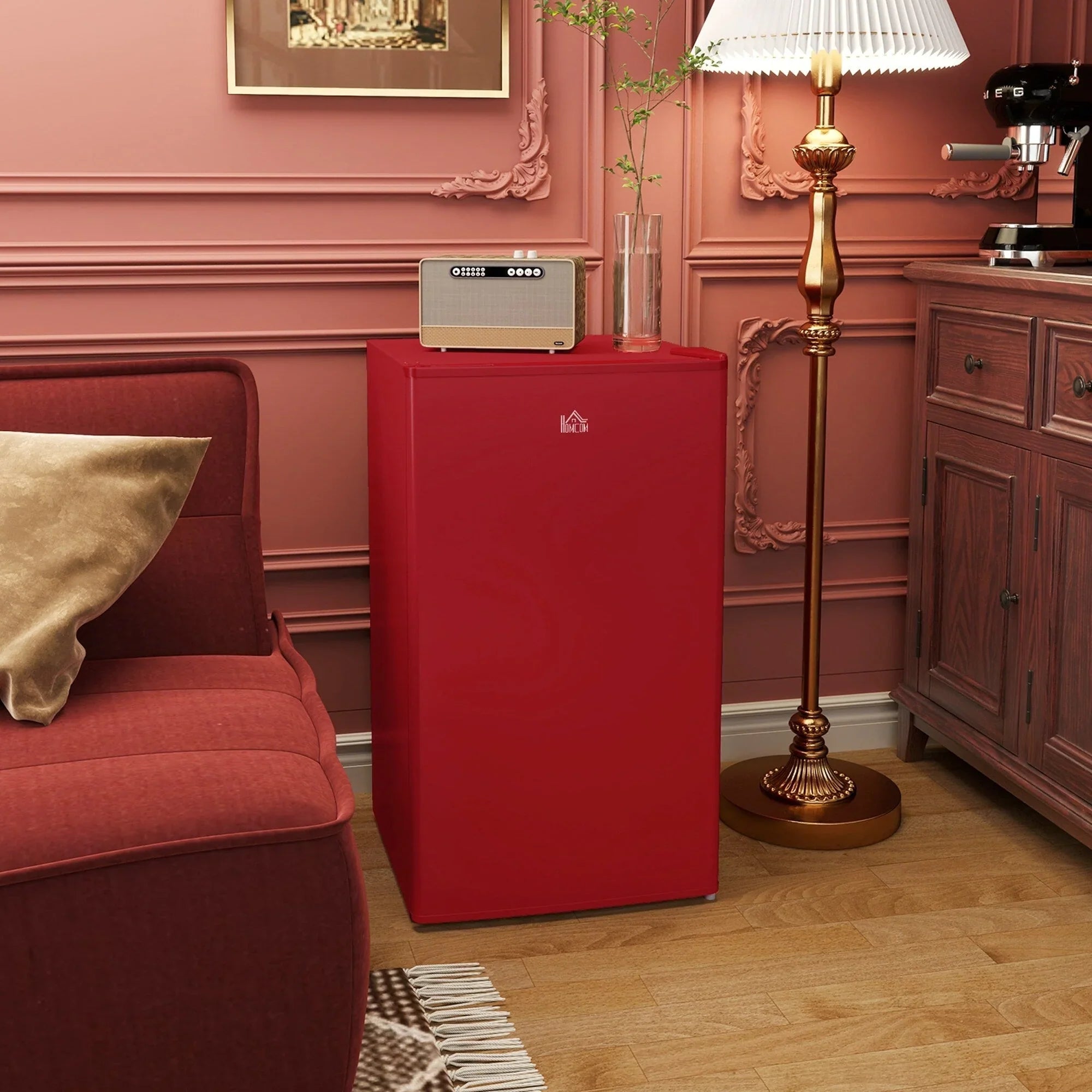 HOMCOM 3.2 Cu.Ft Mini Fridge with Freezer, Single Door Compact Refrigerator with Adjustable Thermostat for Bedroom – Image 5