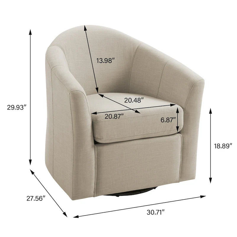 Set of 2 Modern Upholstered Swivel Barrel Chair Living Room Accent Chair – Image 23