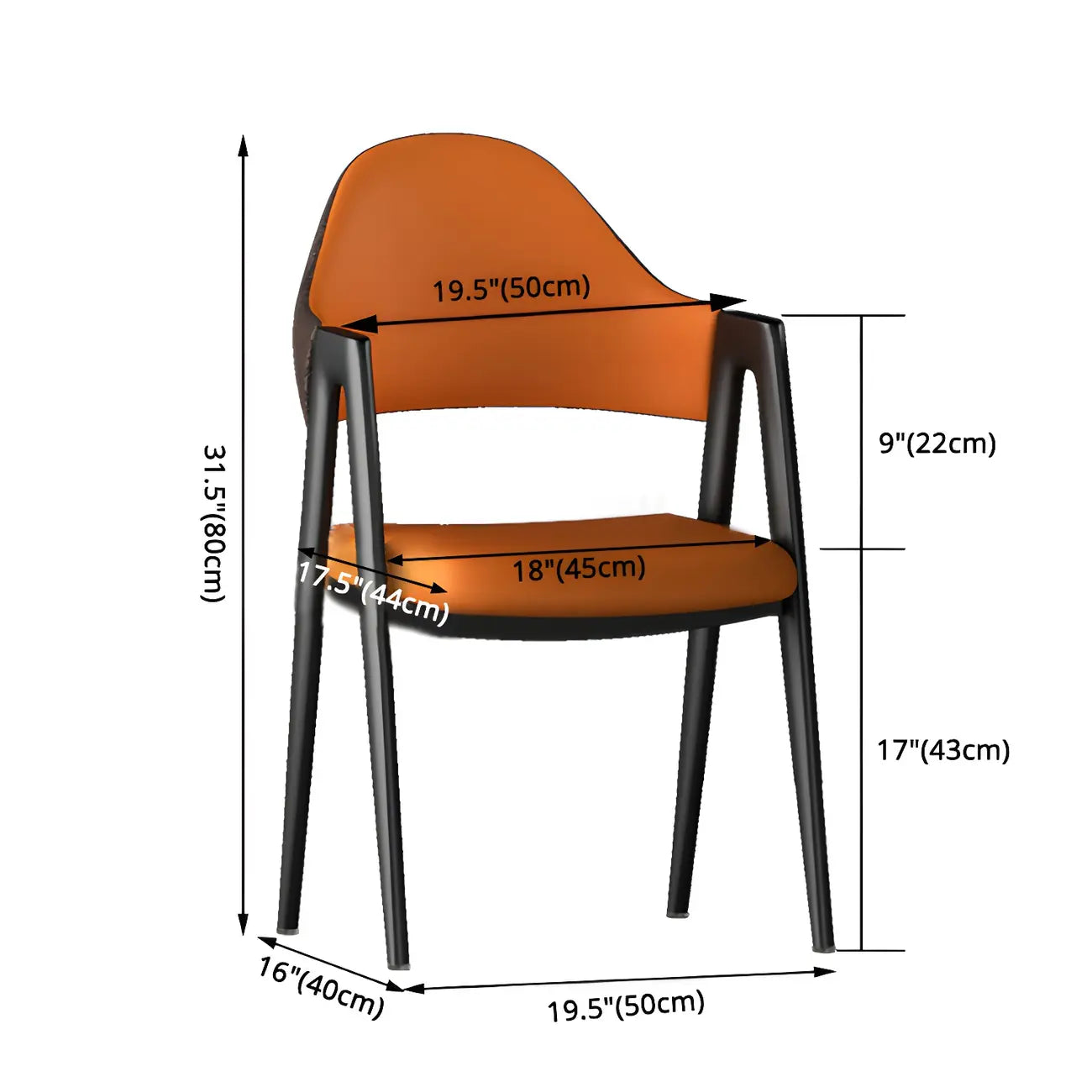 Modern Leather Curved Open Back Arm Dining Chair – Image 63