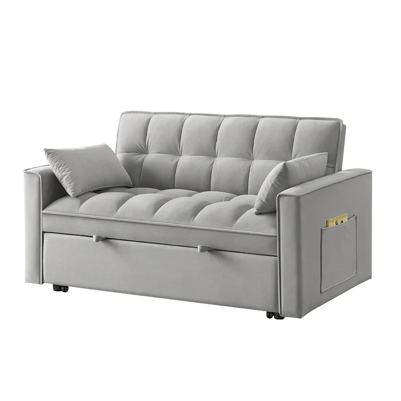 4 in1 Loveseat Sofa Bed with Armrests & Storage Pockets, Multi-Function Tufted Pull-out Sofa Bed with Adjustable Backrest – Image 24