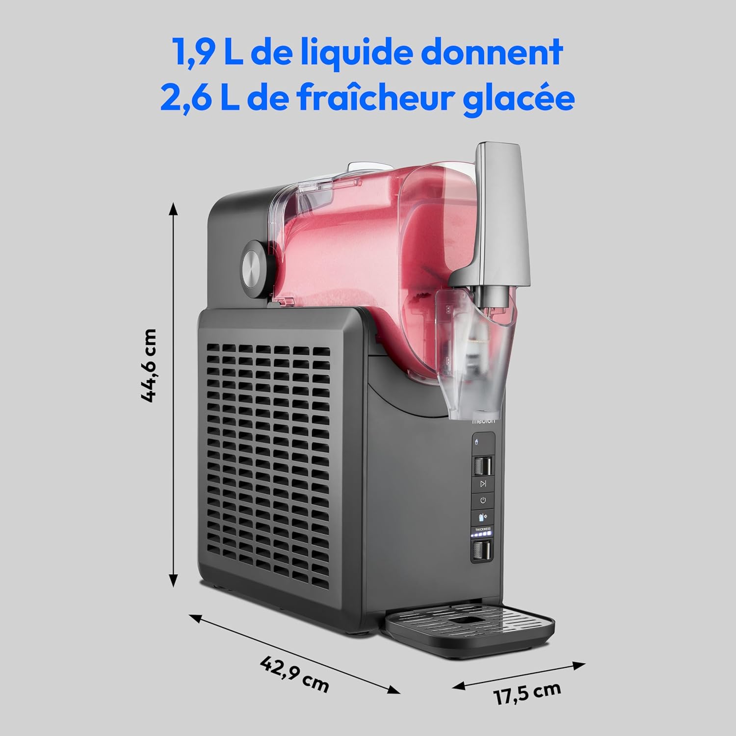 MEDION Machine à granité (boissons glacées, capacité 2,6L, réservoir 1,9L, slush machine pour boissons, 5 modes de boisson, machine a glace, préparation en 30–60min, compresseur, MD12090) – Image 12