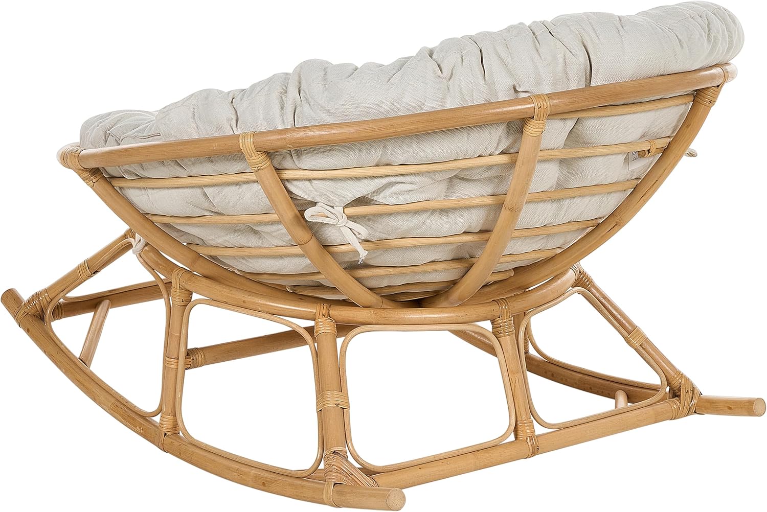 Beliani Fauteuil à Bascule Rond en Rotin Ton Naturel et Beige Clair Empilable Orvieto – Image 5