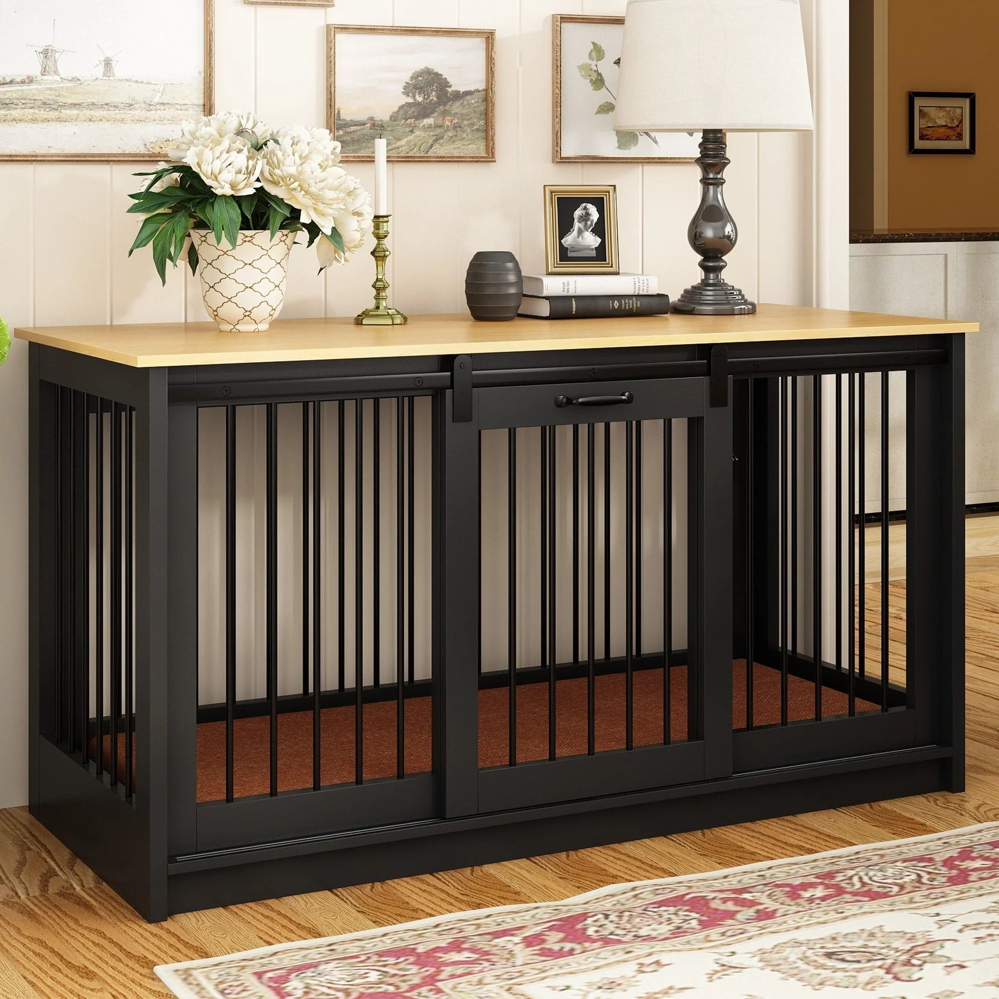 Pet Residence with Iron Tube Reinforcement Stylish & Sturdy Dog Crate – Image 25