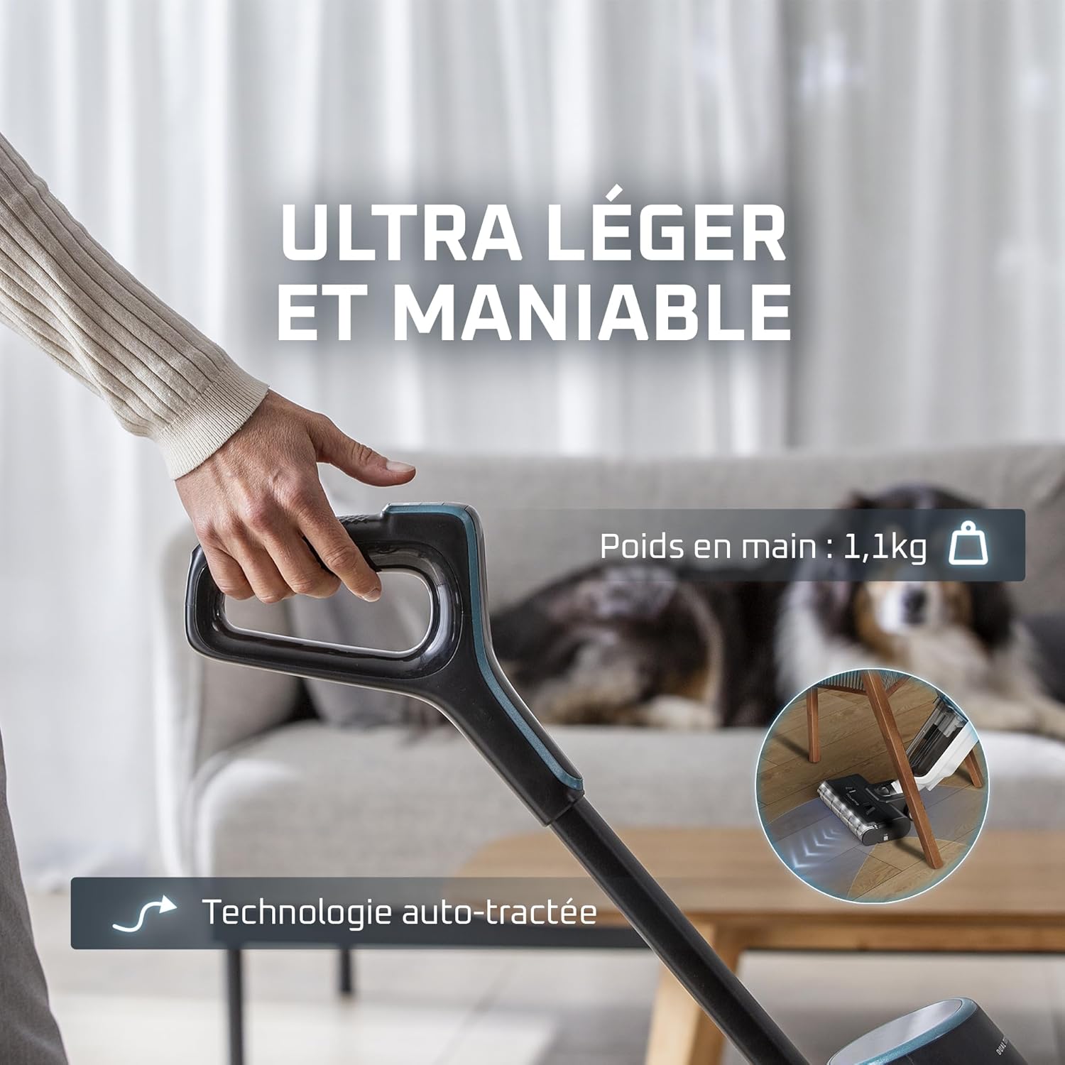 Rowenta X-Clean5, Aspirateur Laveur sans Fil, Nettoyage 2-en-1, Mode de détection Auto, Éclairage LED, Auto-Nettoyage, Séchage air Chaud, GZ5557EE, Blanc/Noir – Image 3