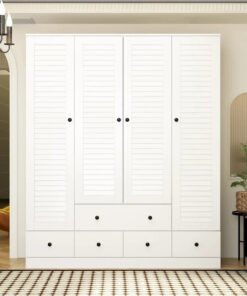 Alternative view of Wardrobe Armoire Closet 59W Large Freestanding Wardrobe Cabinet White